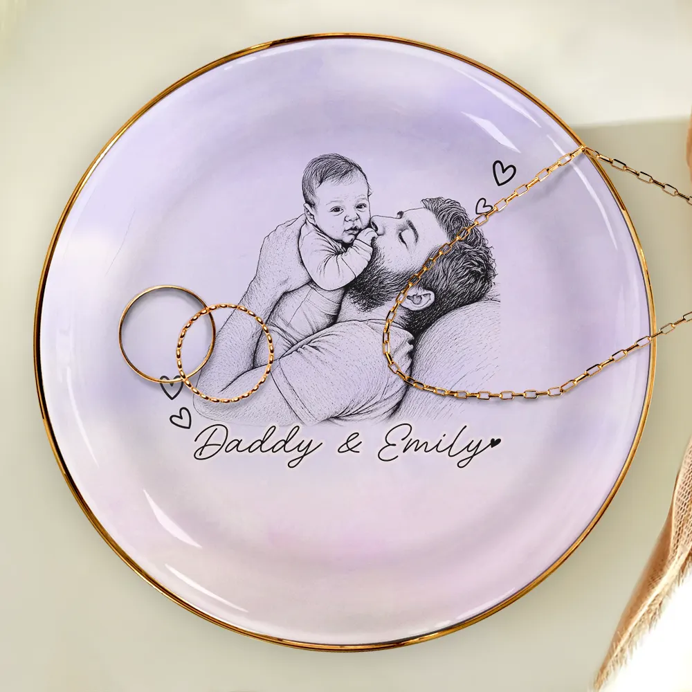 Custom Photo Pencil Sketch Family Dog Cat Portrait - Personalized Ring Dish - Image 5