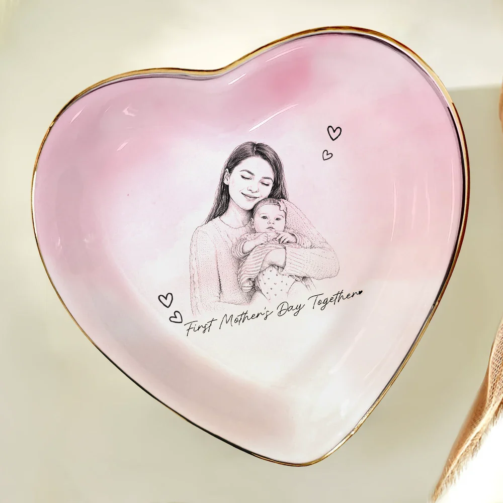 Custom Photo Pencil Sketch Family Dog Cat Portrait - Personalized Ring Dish - Image 6