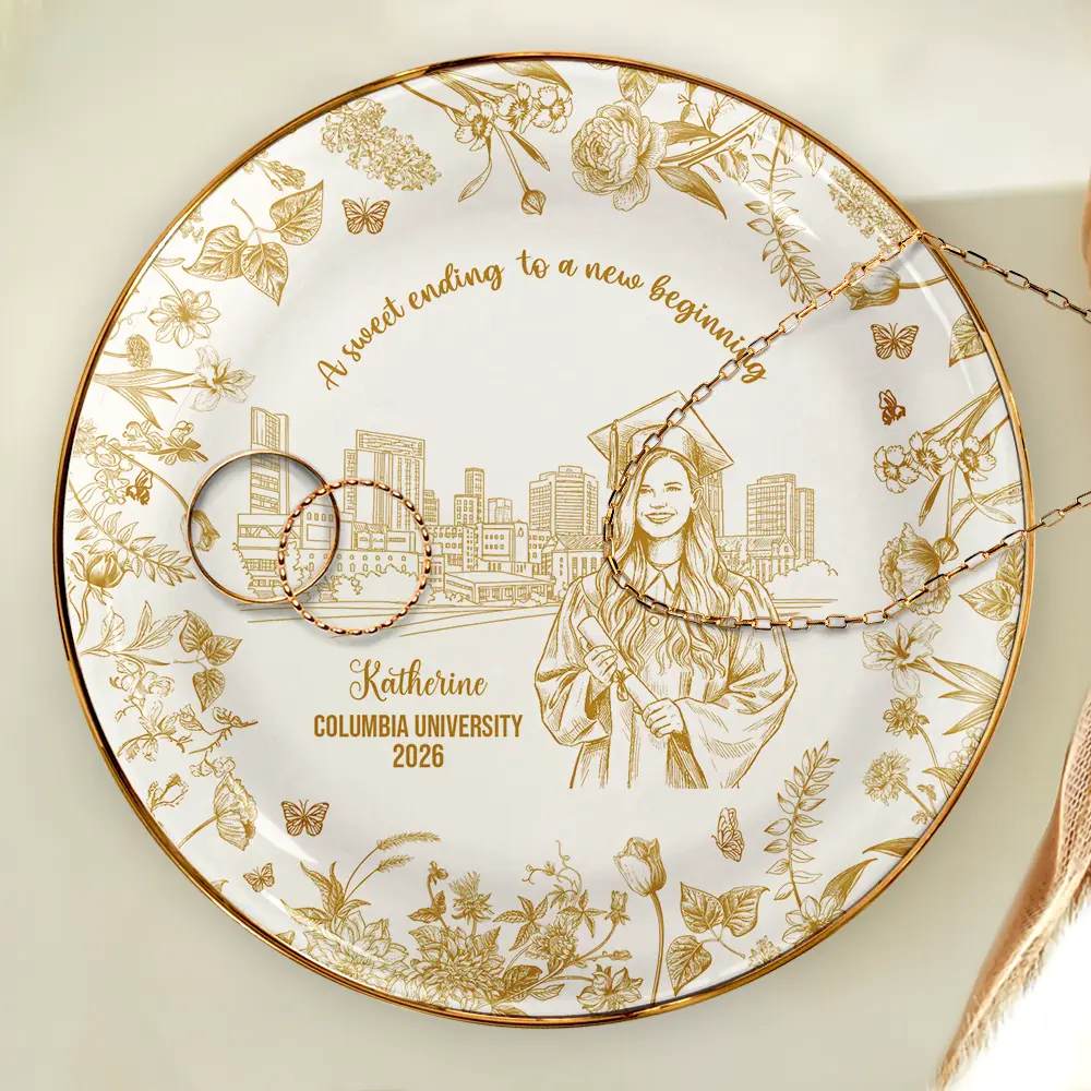 Custom Photo Pencil Sketch Graduation A Sweet Ending To A New Beginning - Personalized Ring Dish - Image 5