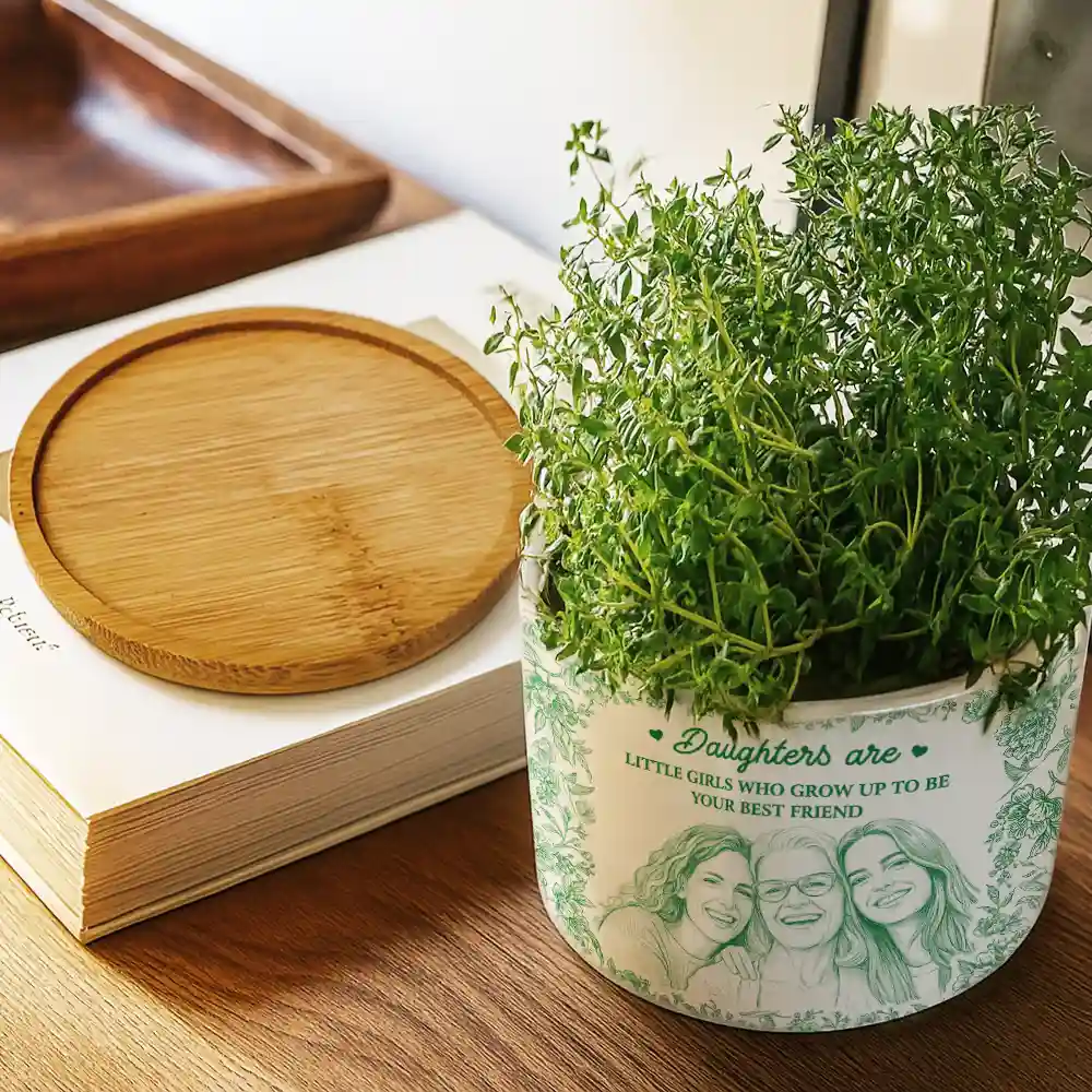 Custom Photo Pencil Sketch Grows Up To Be Your Best Friend - Personalized Ceramic Plant Pot - Image 4