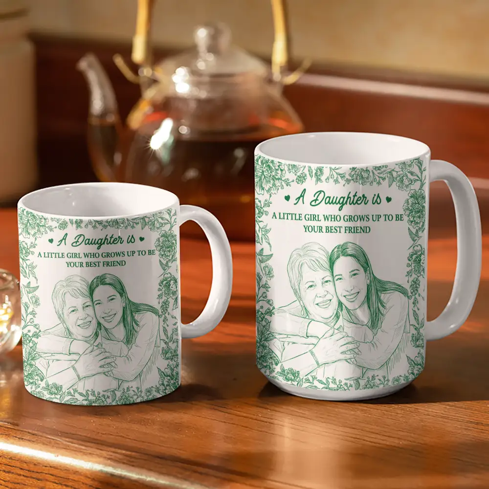 Custom Photo Pencil Sketch Grows Up To Be Your Best Friend - Personalized White Edge-to-Edge Mug - Image 4