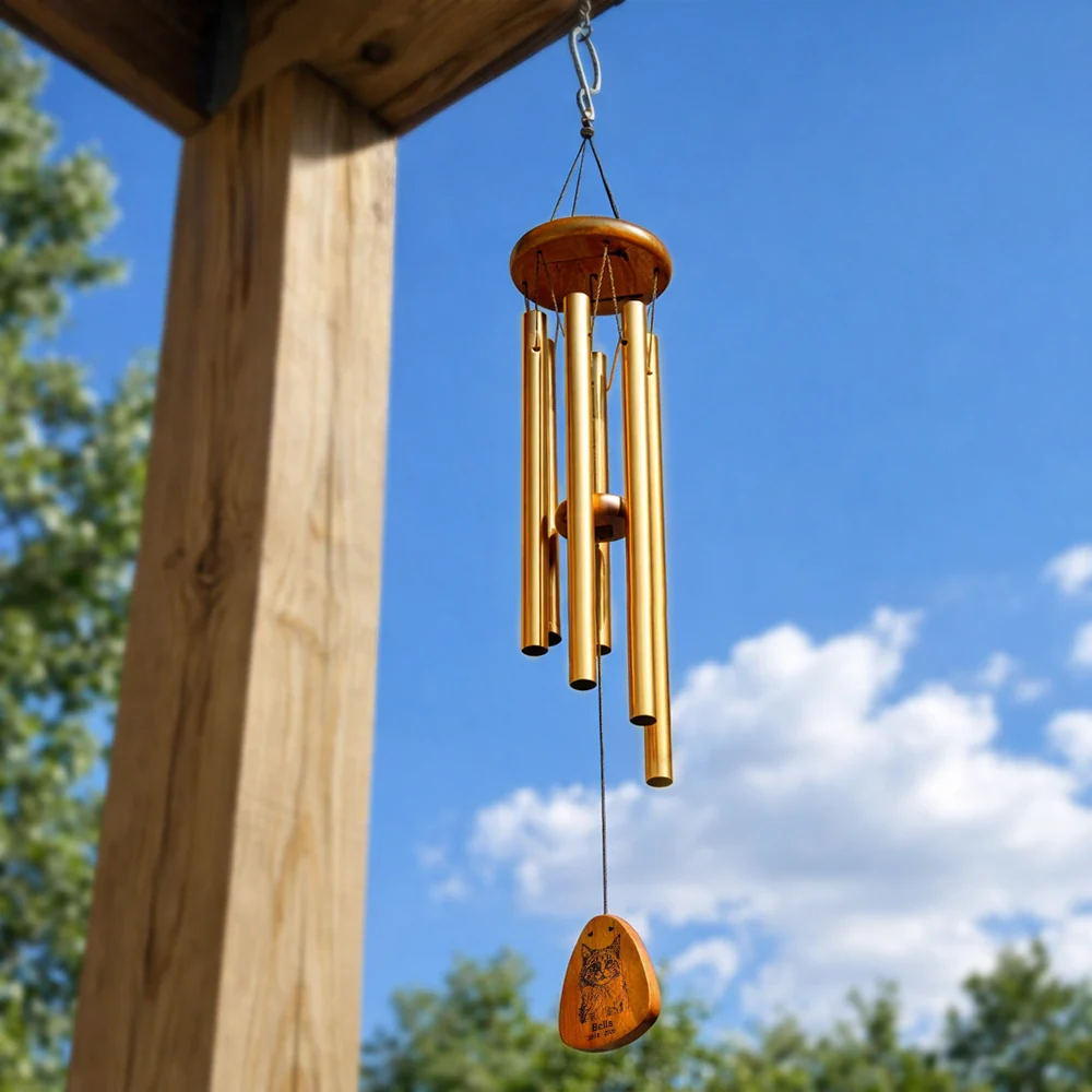 Custom Photo Pencil Sketch I Love You Forever Until We Meet Again - Personalized Wind Chime - Image 4