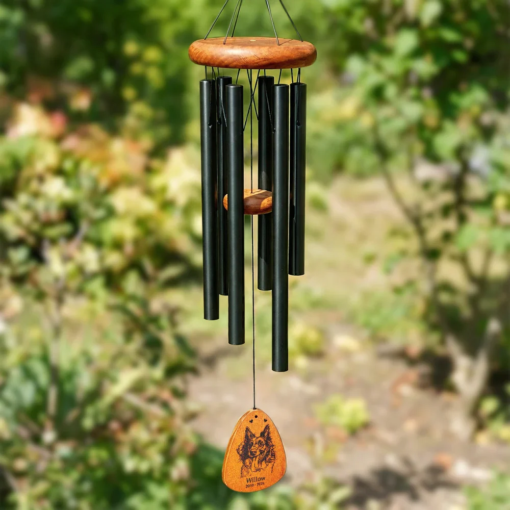 Custom Photo Pencil Sketch I Love You Forever Until We Meet Again - Personalized Wind Chime - Image 7