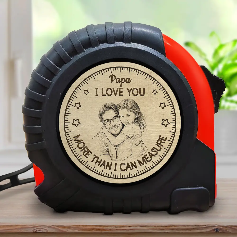 Custom Photo Pencil Sketch I Love You More Than I Can Measure - Personalized Tape Measure - Image 3