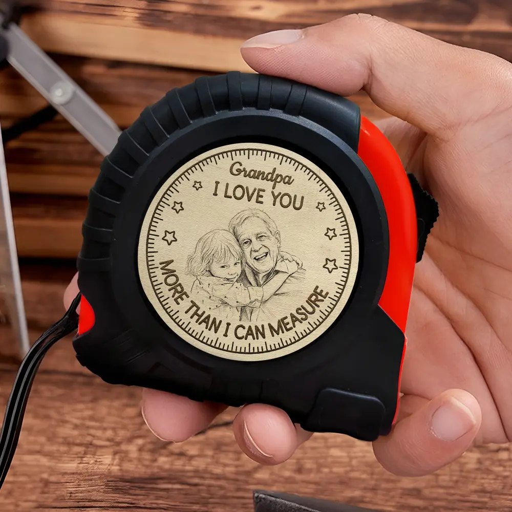 Custom Photo Pencil Sketch I Love You More Than I Can Measure - Personalized Tape Measure - Image 4