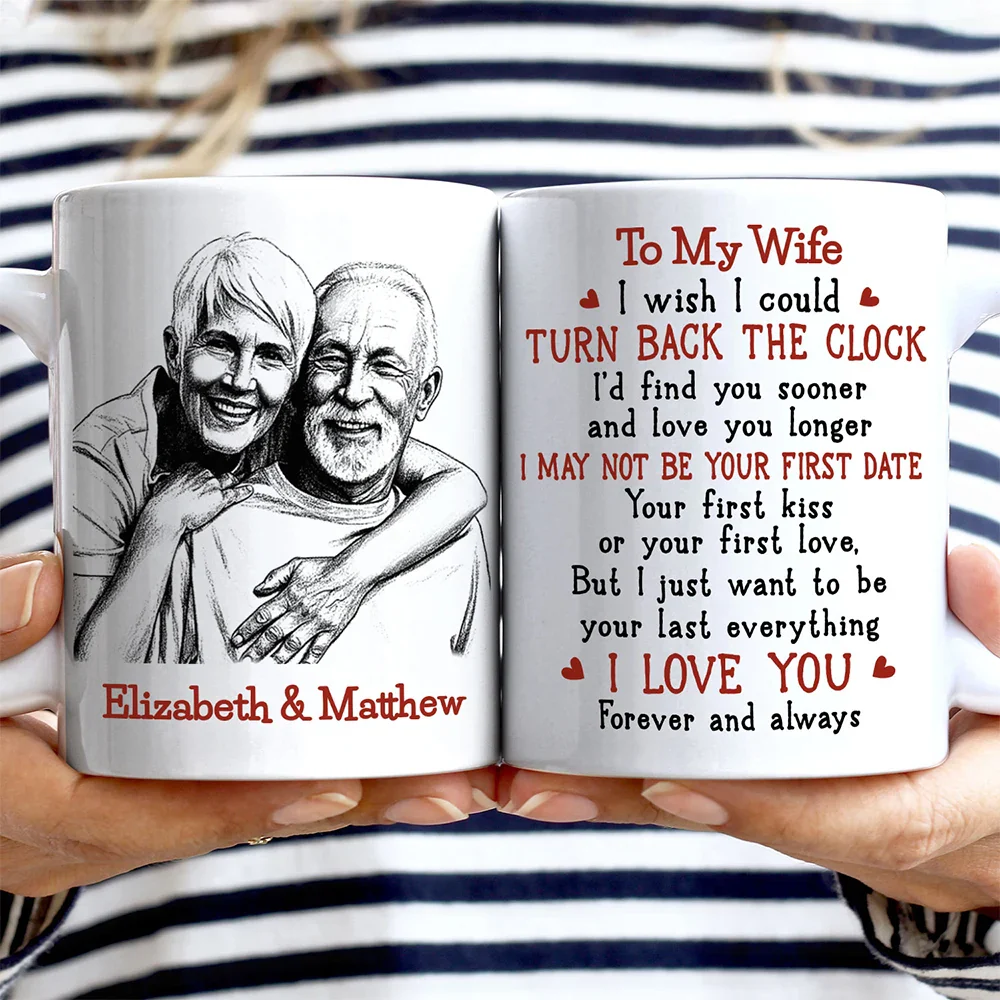 Custom Photo Pencil Sketch I Wish I Could Turn Back The Clock - Personalized Mug - Image 3