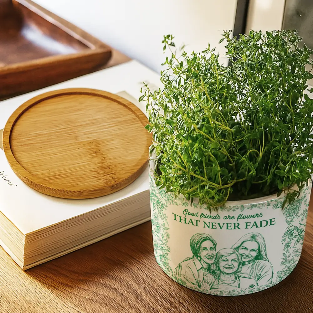 Custom Photo Pencil Sketch It Takes A Long Time To Grow An Old Friend - Personalized Ceramic Plant Pot - Image 4