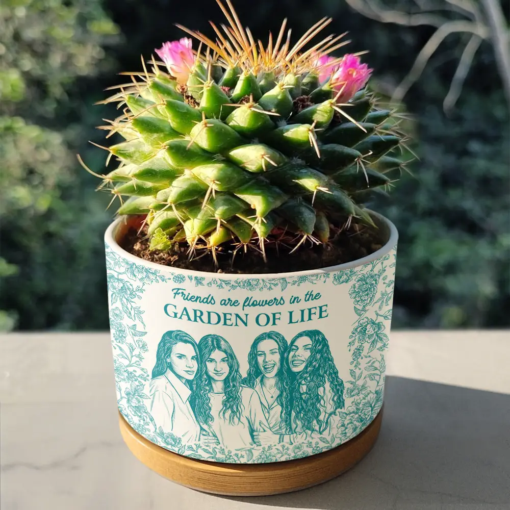 Custom Photo Pencil Sketch It Takes A Long Time To Grow An Old Friend - Personalized Ceramic Plant Pot - Image 5