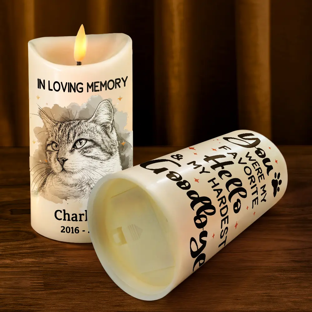 Custom Photo Pencil Sketch Memorial Pet Loss Your Light Will Always Shine In My Heart - Personalized Flameless LED Candle - Image 5