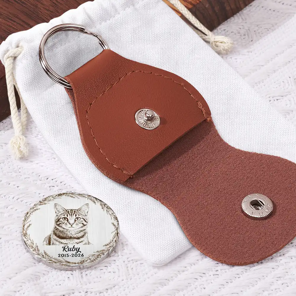 Custom Photo Pencil Sketch Memorial Still With Me - Personalized Leather Pocket Hug - Image 3