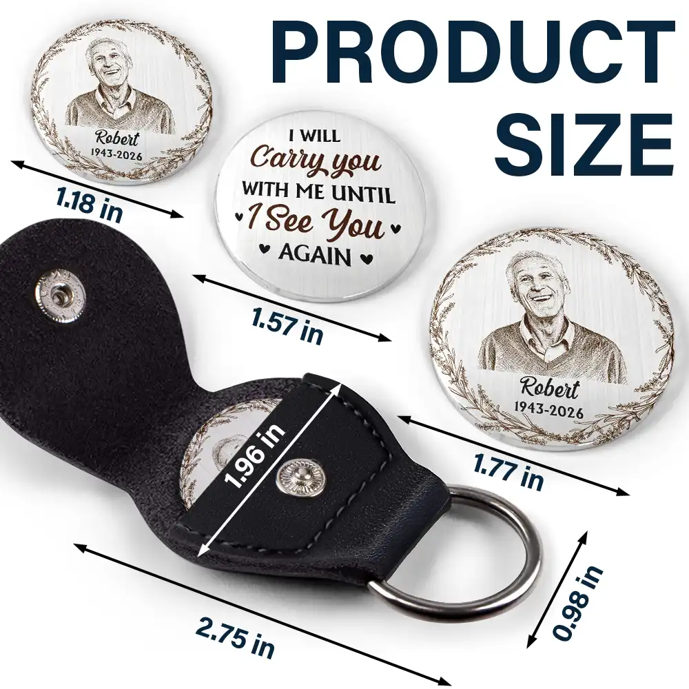 Custom Photo Pencil Sketch Memorial Still With Me - Personalized Leather Pocket Hug - Image 4