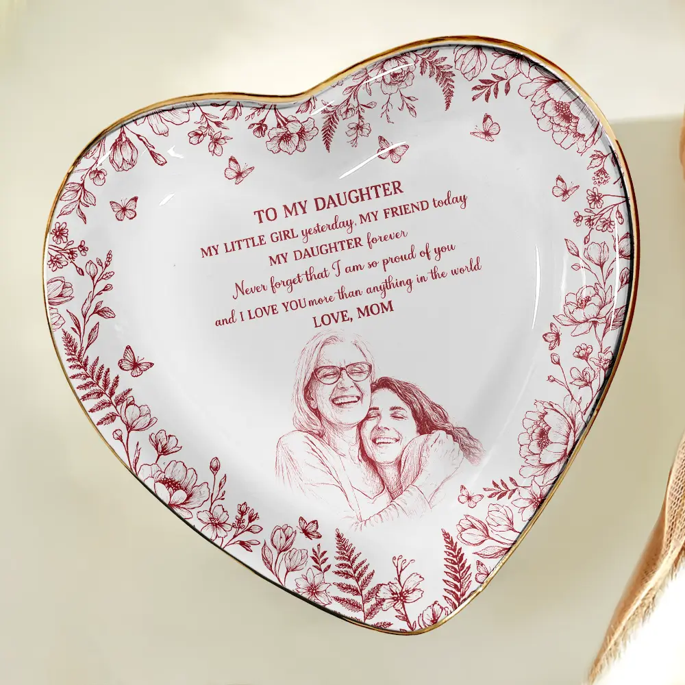 Custom Photo Pencil Sketch My Daughter Granddaughter Forever - Personalized Ring Dish - Image 6