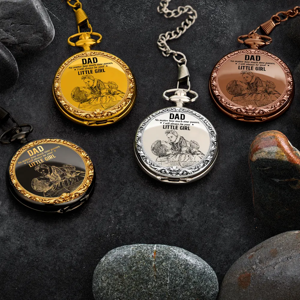 Custom Photo Pencil Sketch No Matter How Much Time Passes - Personalized Pocket Watch - Image 6