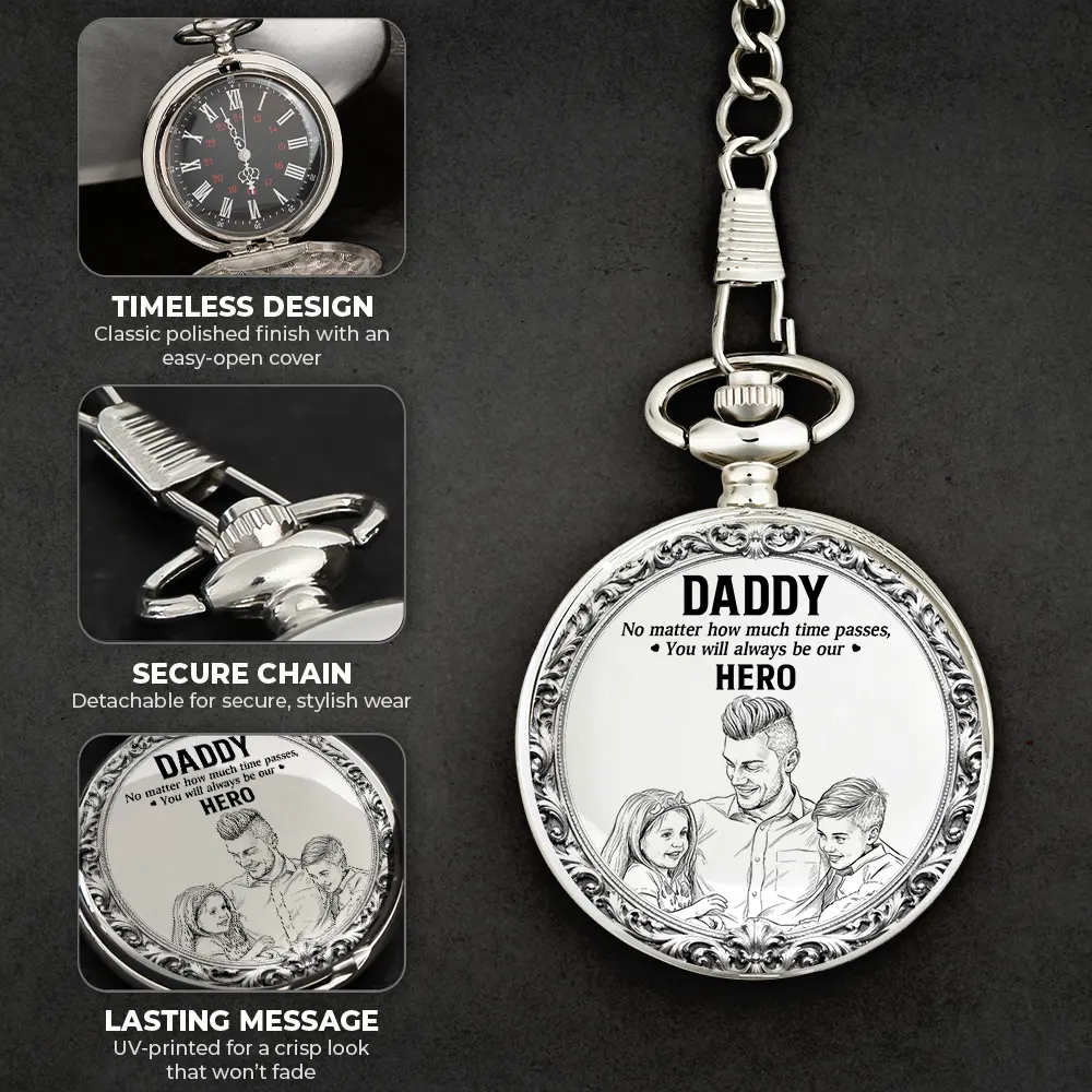 Custom Photo Pencil Sketch No Matter How Much Time Passes - Personalized Pocket Watch - Image 7