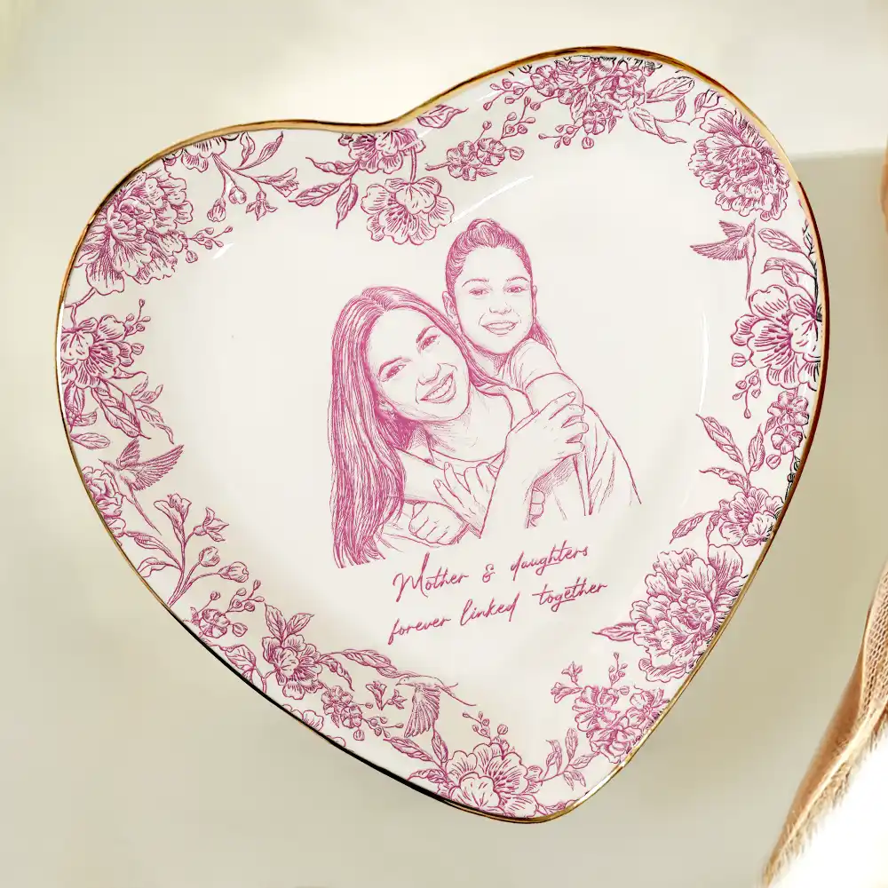 Custom Photo Pencil Sketch The Love Between Mother & Daughter - Personalized Ring Dish - Image 6