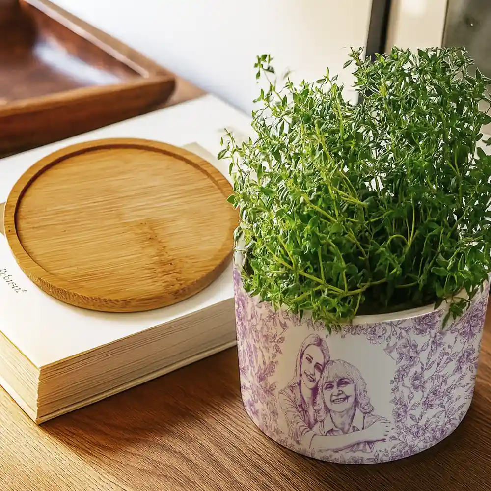 Custom Photo Pencil Sketch The Only Thing Better Than Being Your Mother - Personalized Ceramic Plant Pot - Image 4