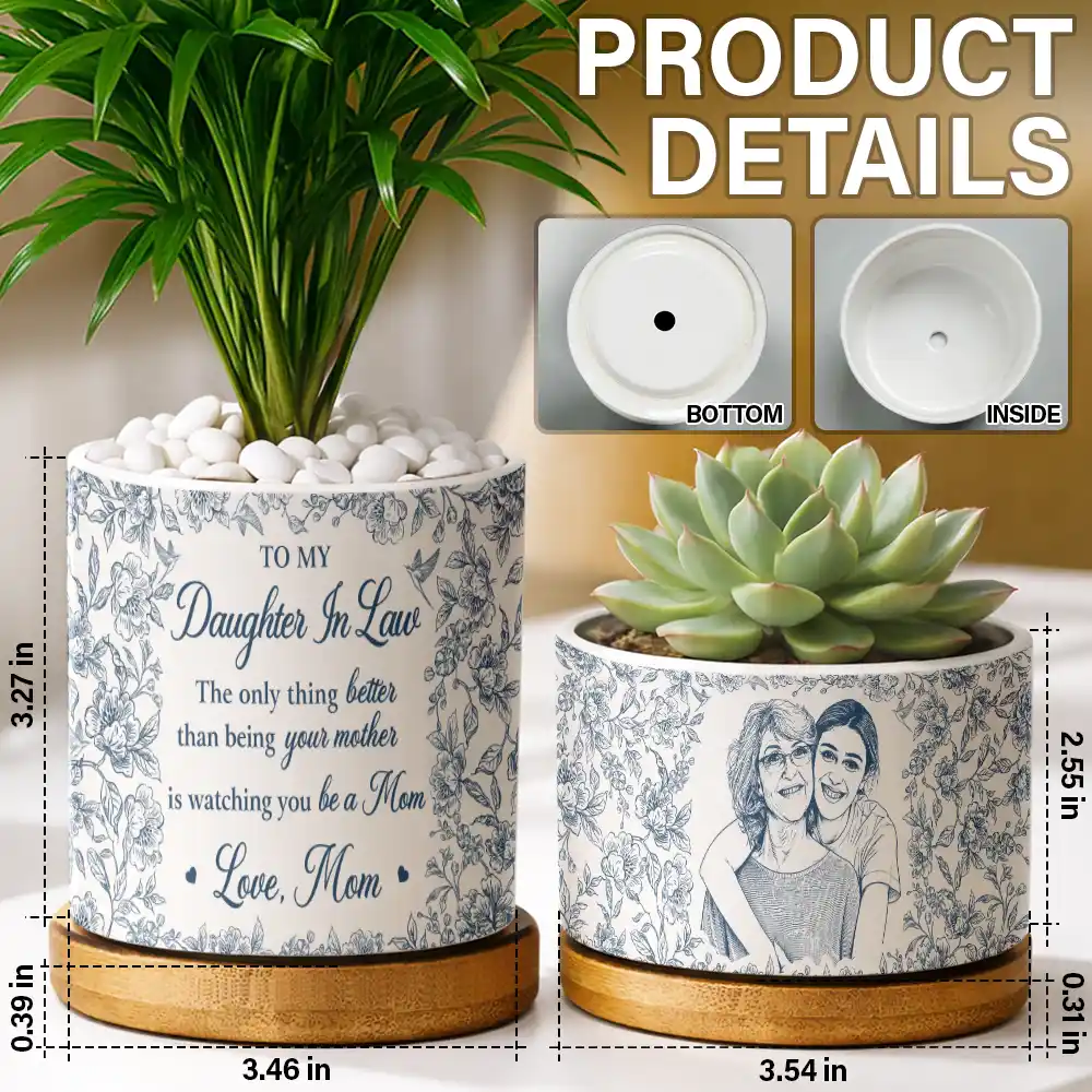 Custom Photo Pencil Sketch The Only Thing Better Than Being Your Mother - Personalized Ceramic Plant Pot - Image 6