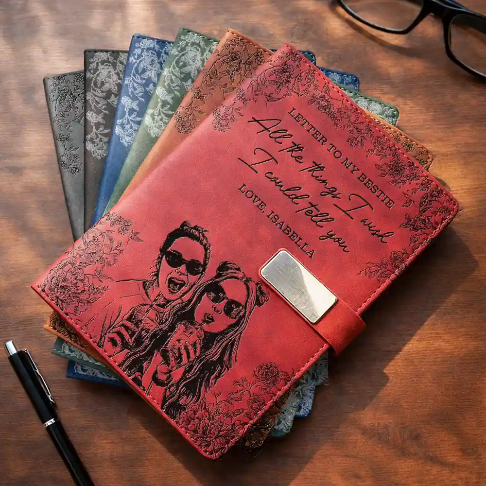 Custom Photo Pencil Sketch Things I Wish I Could Tell You - Personalized Leather Notebook Set - Image 4