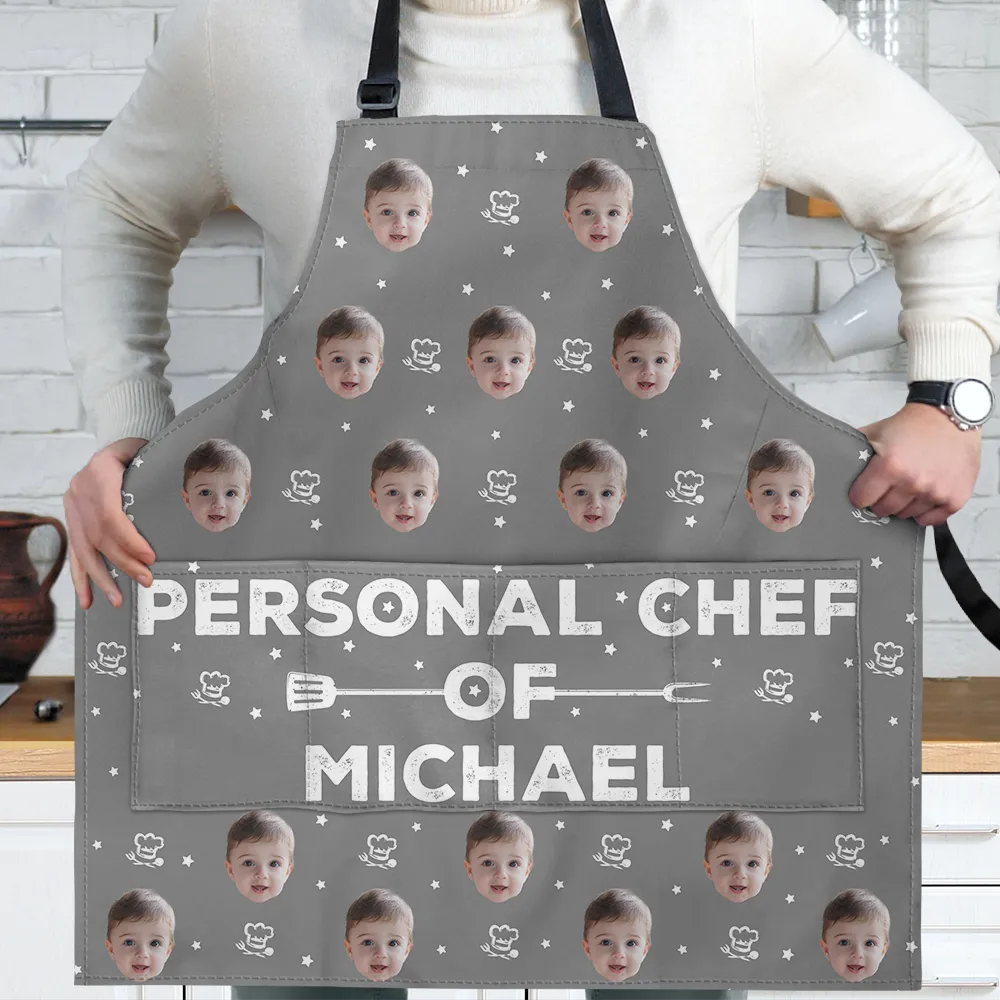 Custom Photo Personal Chef Of Wife And Kids - Personalized Apron - Image 3