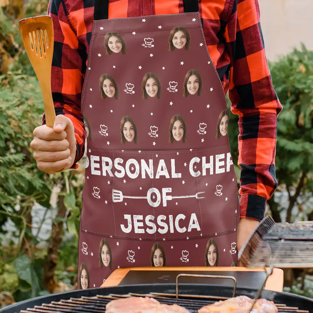 Custom Photo Personal Chef Of Wife And Kids - Personalized Apron - Image 4