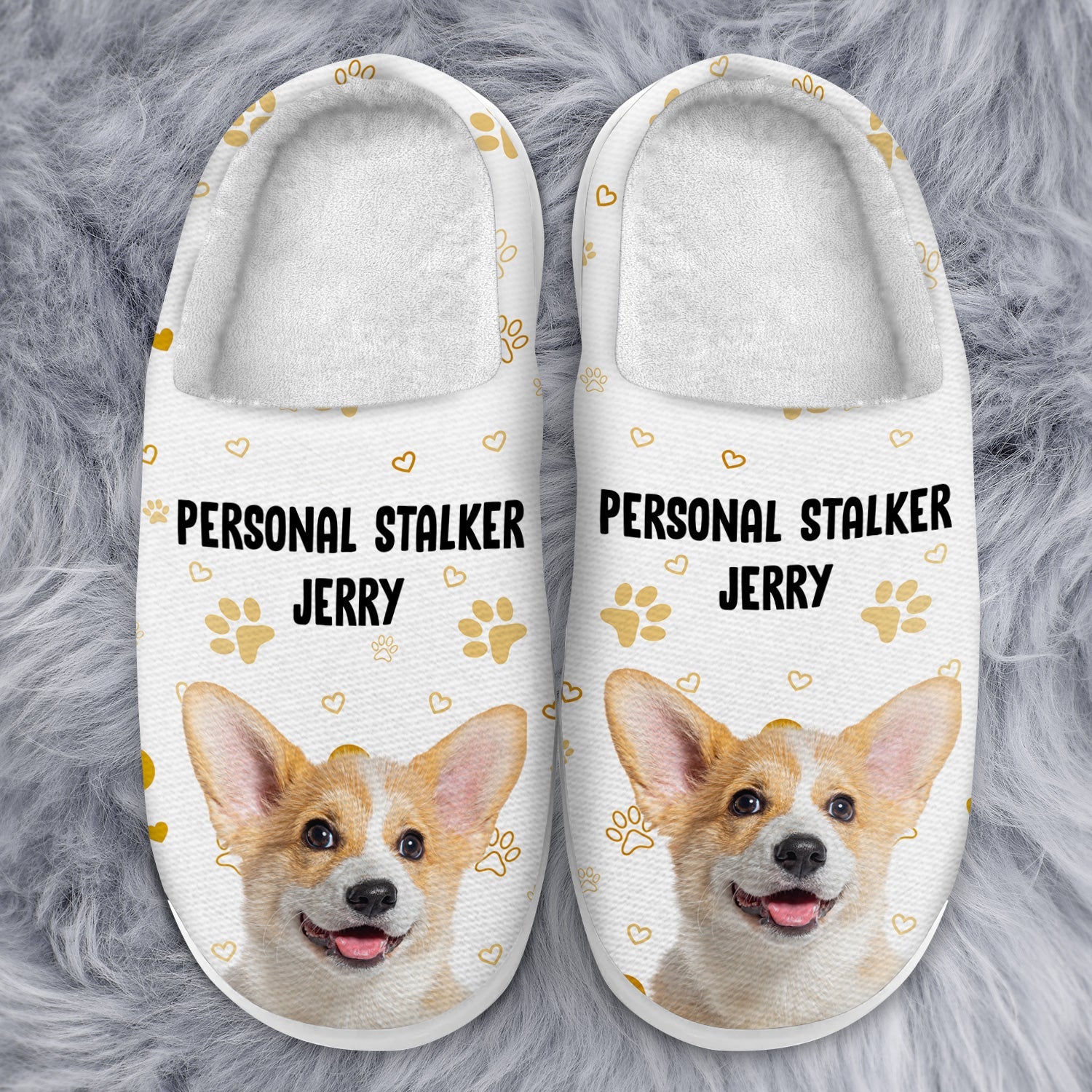 Custom Photo Personal Stalker I Will Follow You - Gift For Pet Lovers - Personalized Fluffy Slippers - Image 4