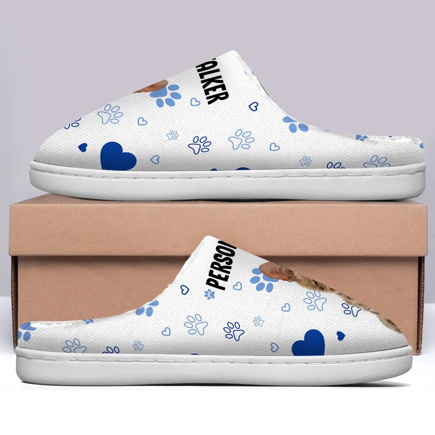 Custom Photo Personal Stalker I Will Follow You - Gift For Pet Lovers - Personalized Fluffy Slippers - Image 5