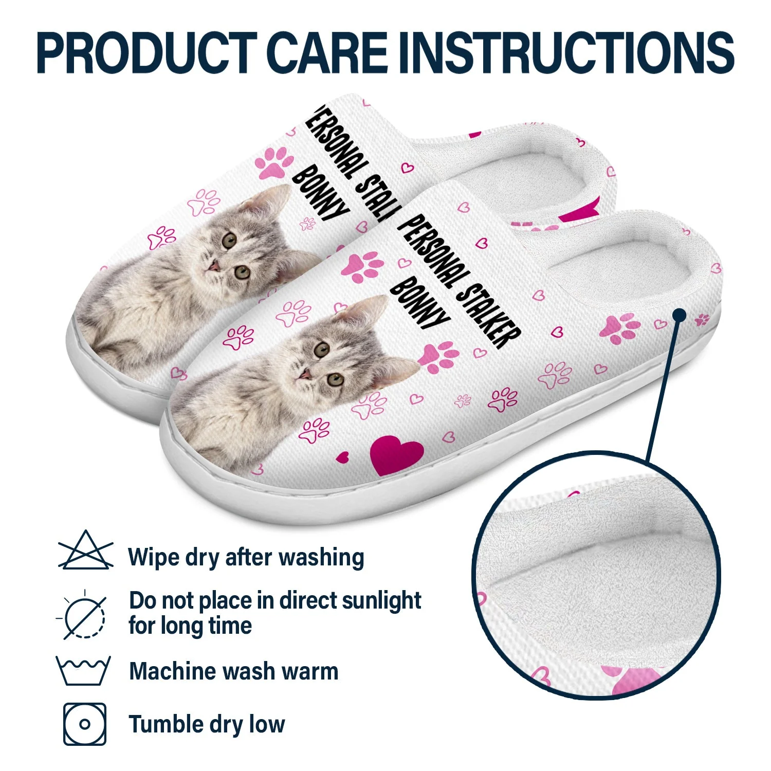 Custom Photo Personal Stalker I Will Follow You - Gift For Pet Lovers - Personalized Fluffy Slippers - Image 7