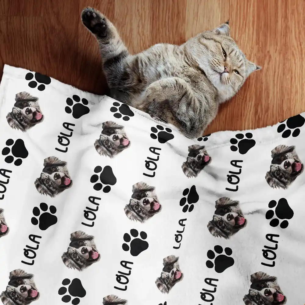 Custom Photo Pet Dog Cat Face - Personalized Pet Blanket - Image 3
