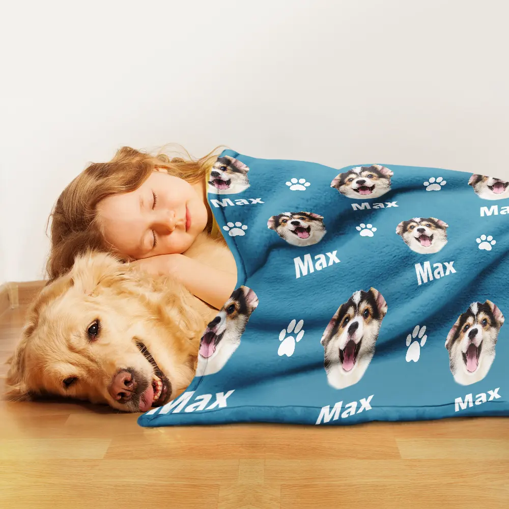 Custom Photo Pet Dog Cat Face Sidelong - Personalized Pet Blanket - Image 5