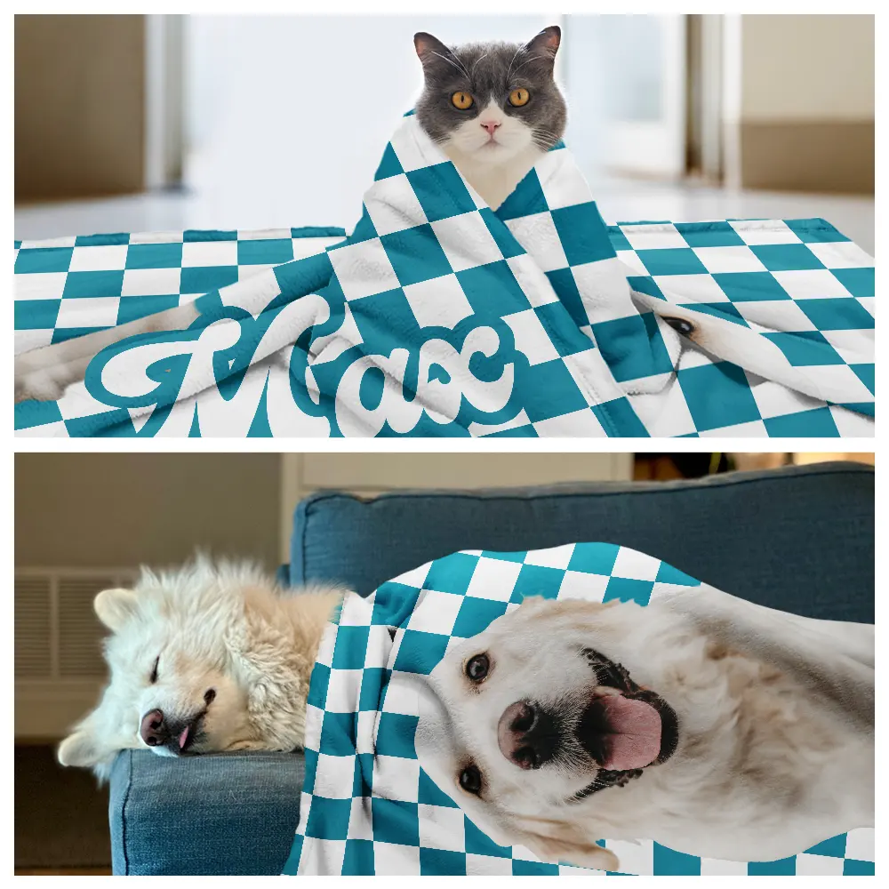 Custom Photo Pet Dog Cat Square Background - Personalized Pet Blanket - Image 5