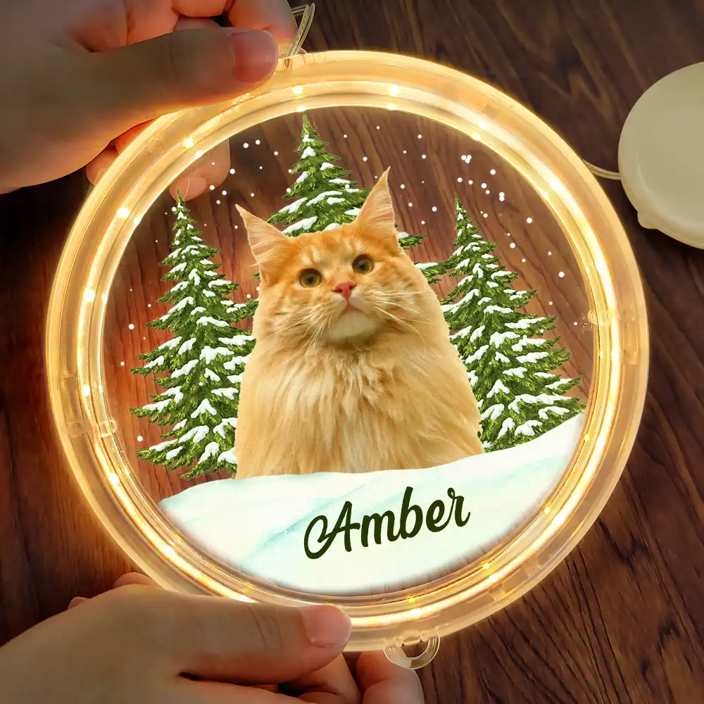 Custom Photo Pet Face Christmas Gift For Dog Cat Lovers - Personalized LED Pendant Light - Image 4