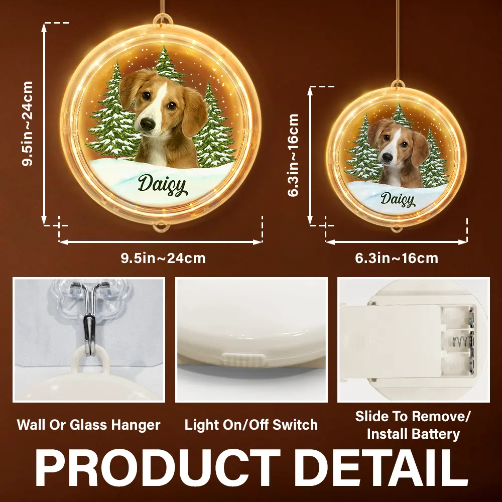 Custom Photo Pet Face Christmas Gift For Dog Cat Lovers - Personalized LED Pendant Light - Image 7