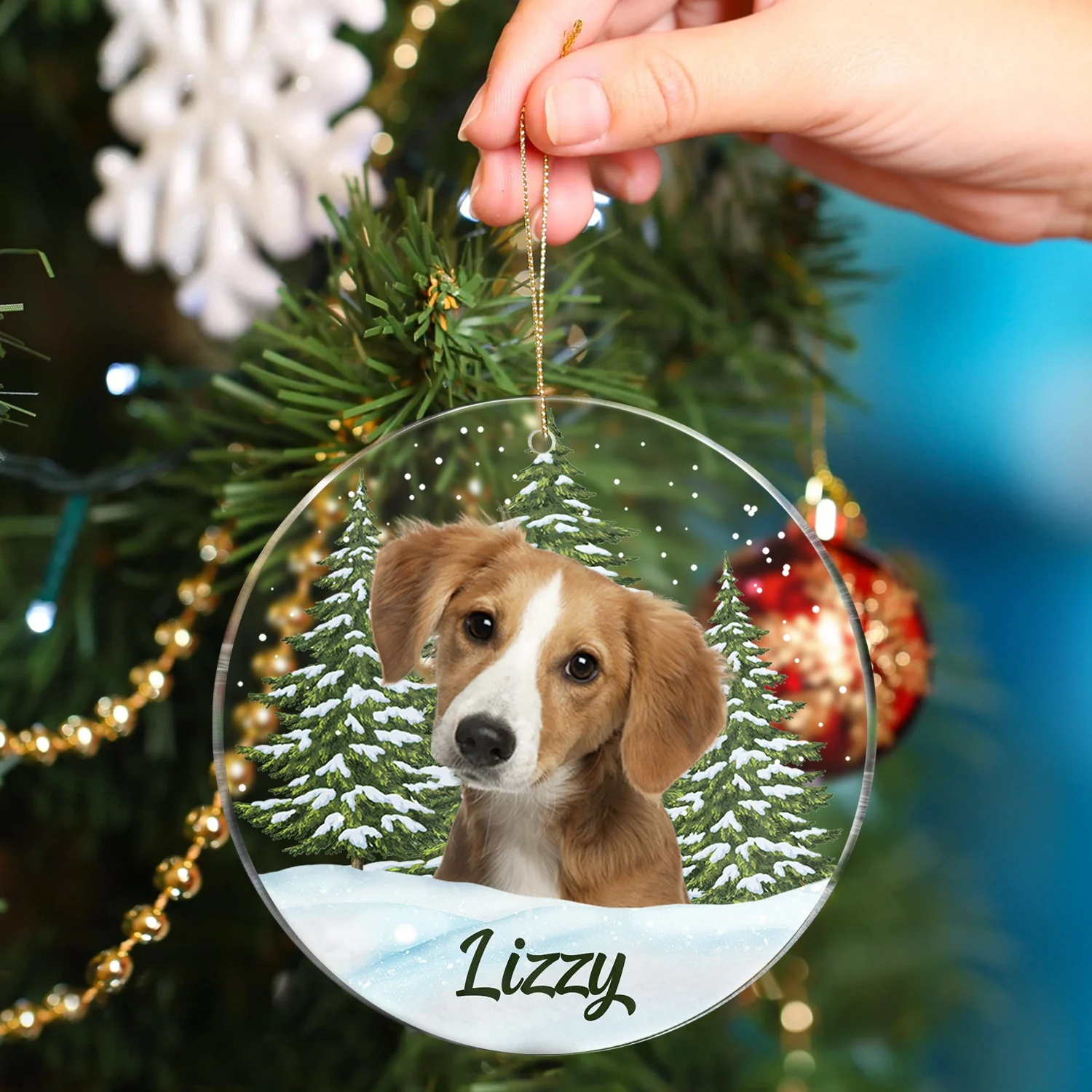 Custom Photo Pet Face - Christmas Gift For Dog Lovers, Cat Lovers, Pet Lovers, Pet Memorial - Personalized Circle Acrylic Ornament - Image 5