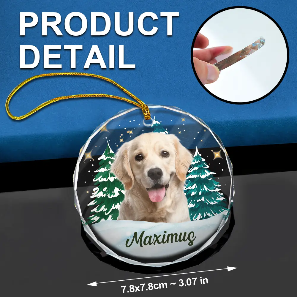 Custom Photo Pet Face Christmas Trees - Personalized Combo Circle Glass Ornament - Image 7