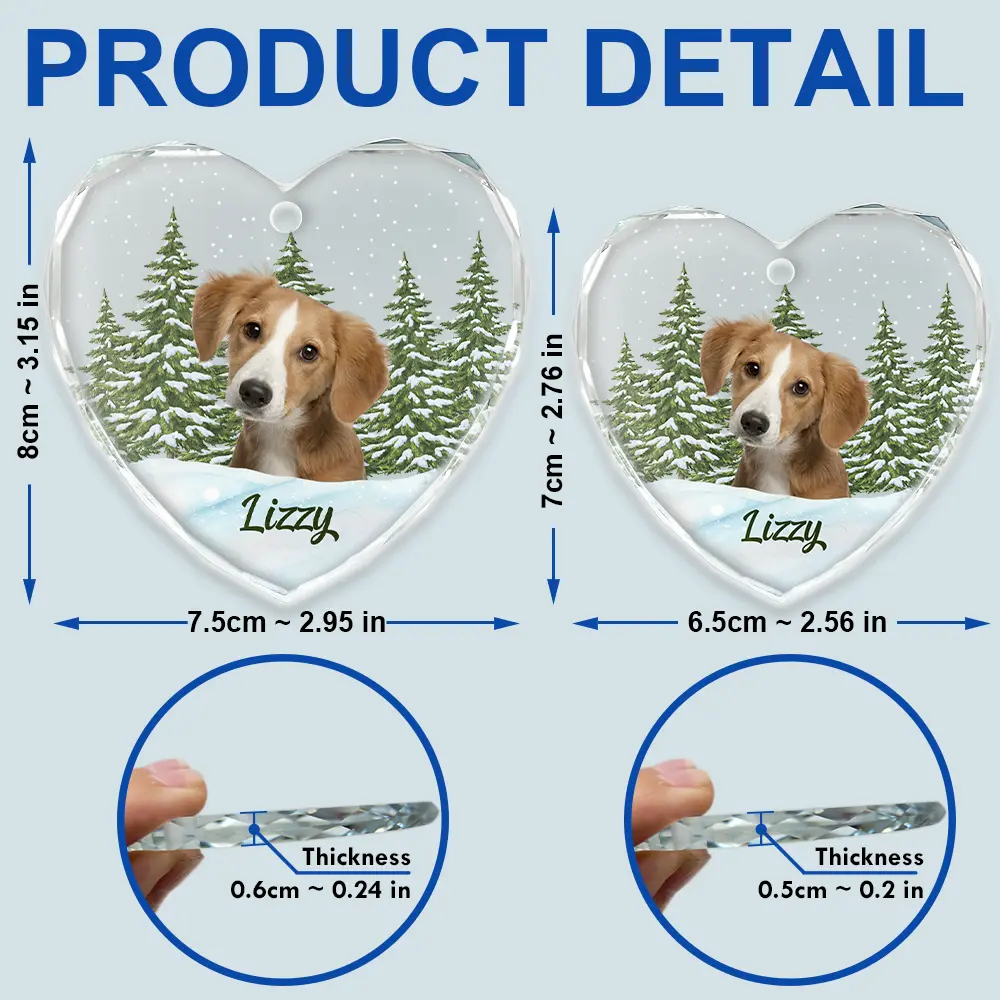 Custom Photo Pet Face Dog Cat Memorial - Personalized Heart Shaped Glass Ornament - Image 6