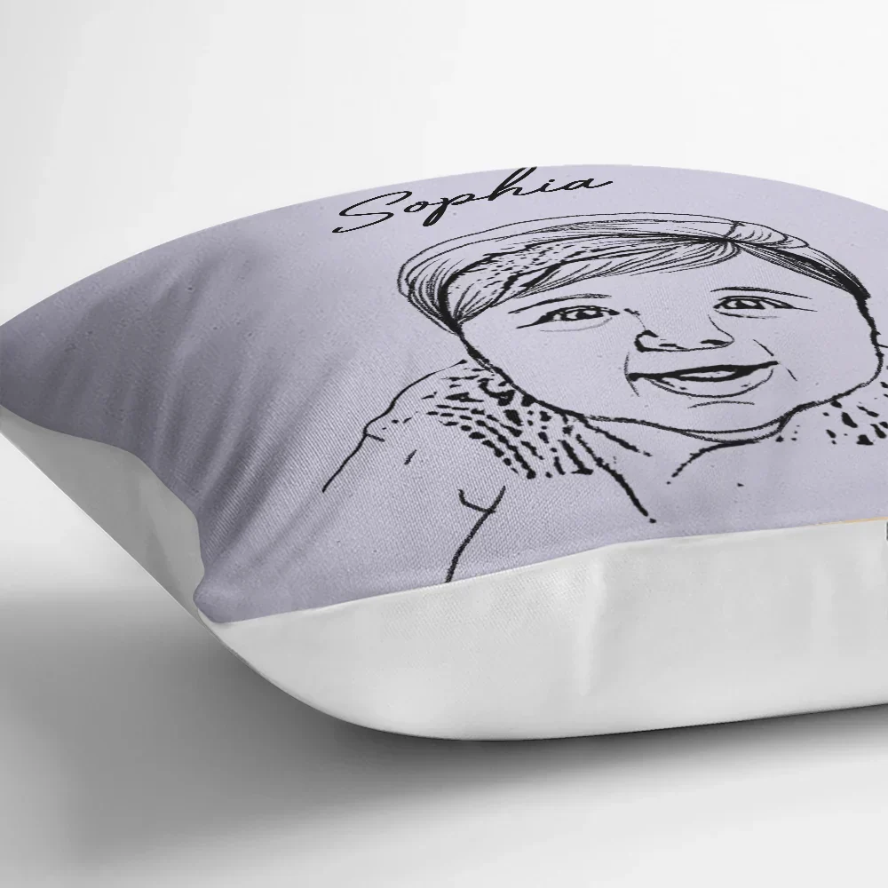 Custom Photo Pet Face Dog Cat Pencil Drawing - Personalized Pillow - Image 4