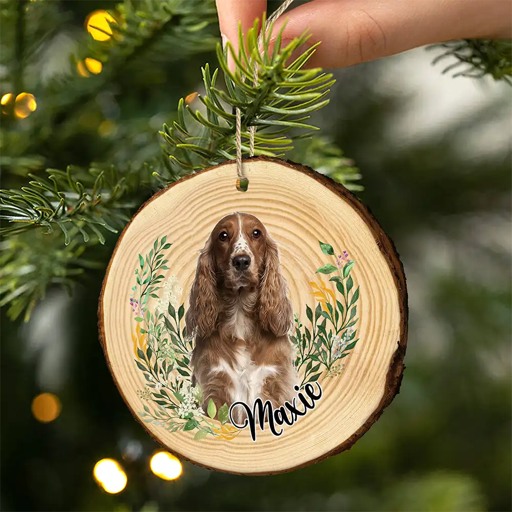 Custom Photo Pet Face Dog Face Cat Face - Personalized Wood Slice Ornament - Image 3