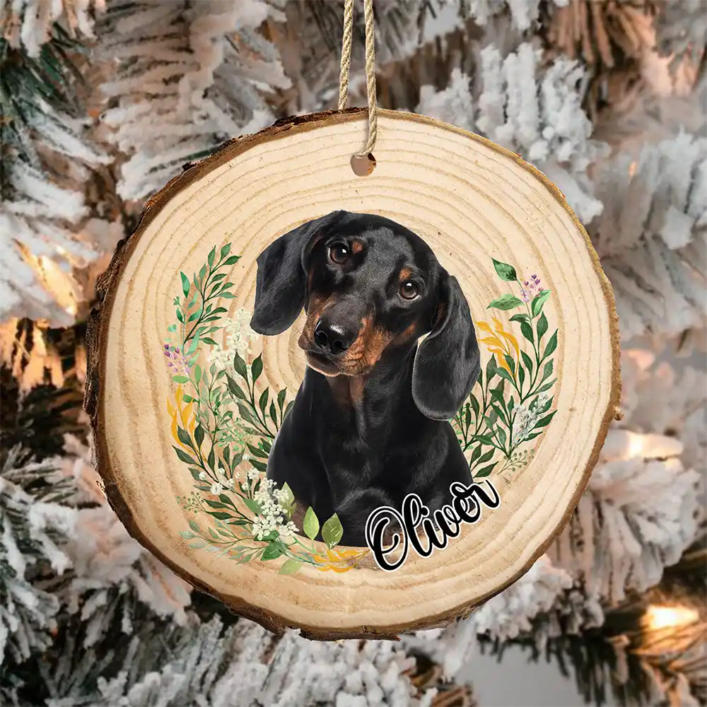 Custom Photo Pet Face Dog Face Cat Face - Personalized Wood Slice Ornament - Image 5