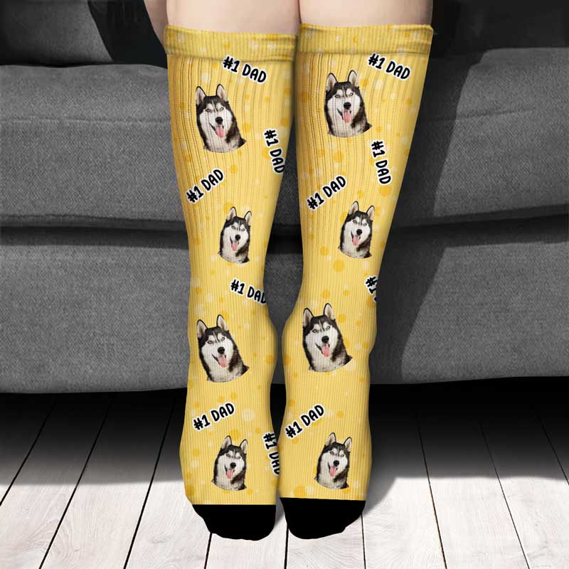 Custom Photo Pet Face Family #1 Dad - Personalized Socks - Image 4