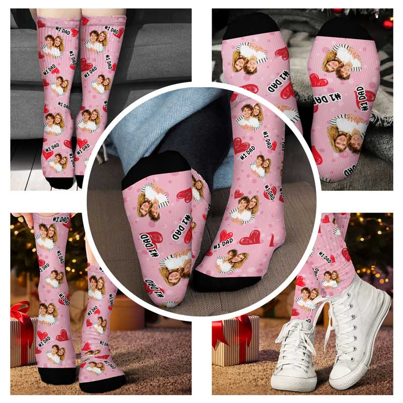 Custom Photo Pet Face Family #1 Dad - Personalized Socks - Image 5