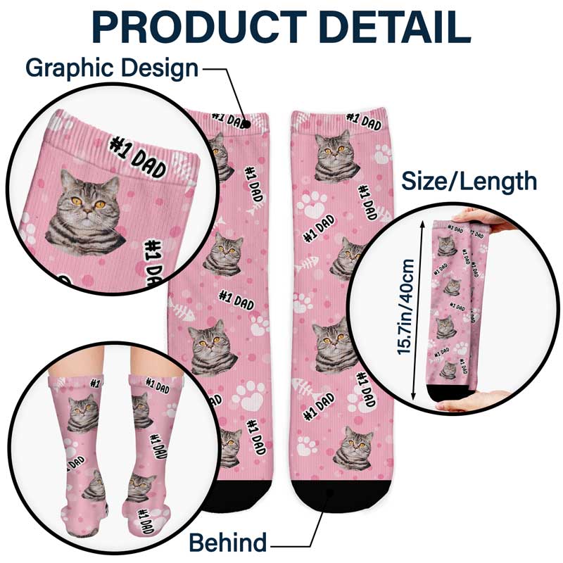 Custom Photo Pet Face Family #1 Dad - Personalized Socks - Image 6