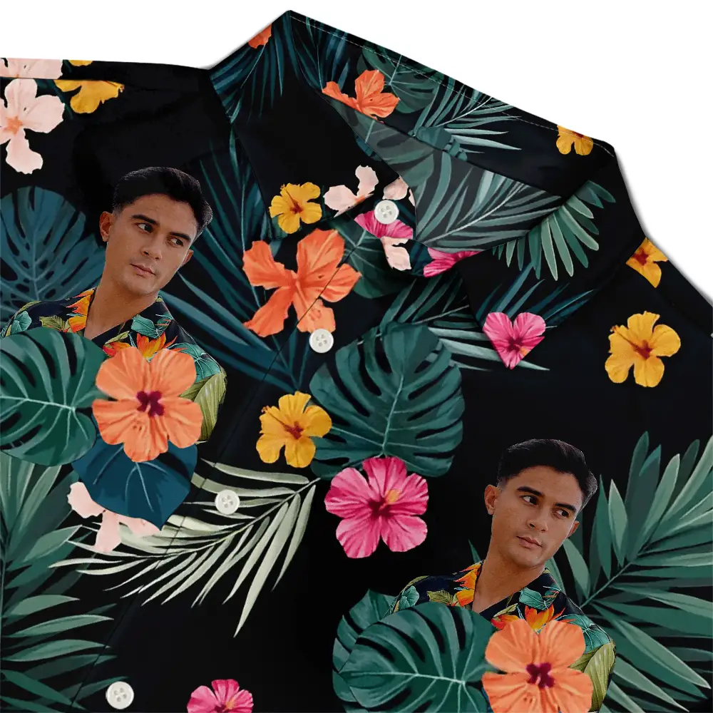 Custom Photo Pet Face Family Tropical Background - Personalized Hawaiian Shirt - Image 5