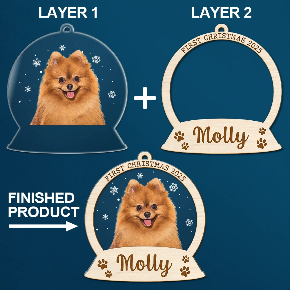 Custom Photo Pet Face First Christmas - Personalized 2-Layered Mix Ornament - Image 7