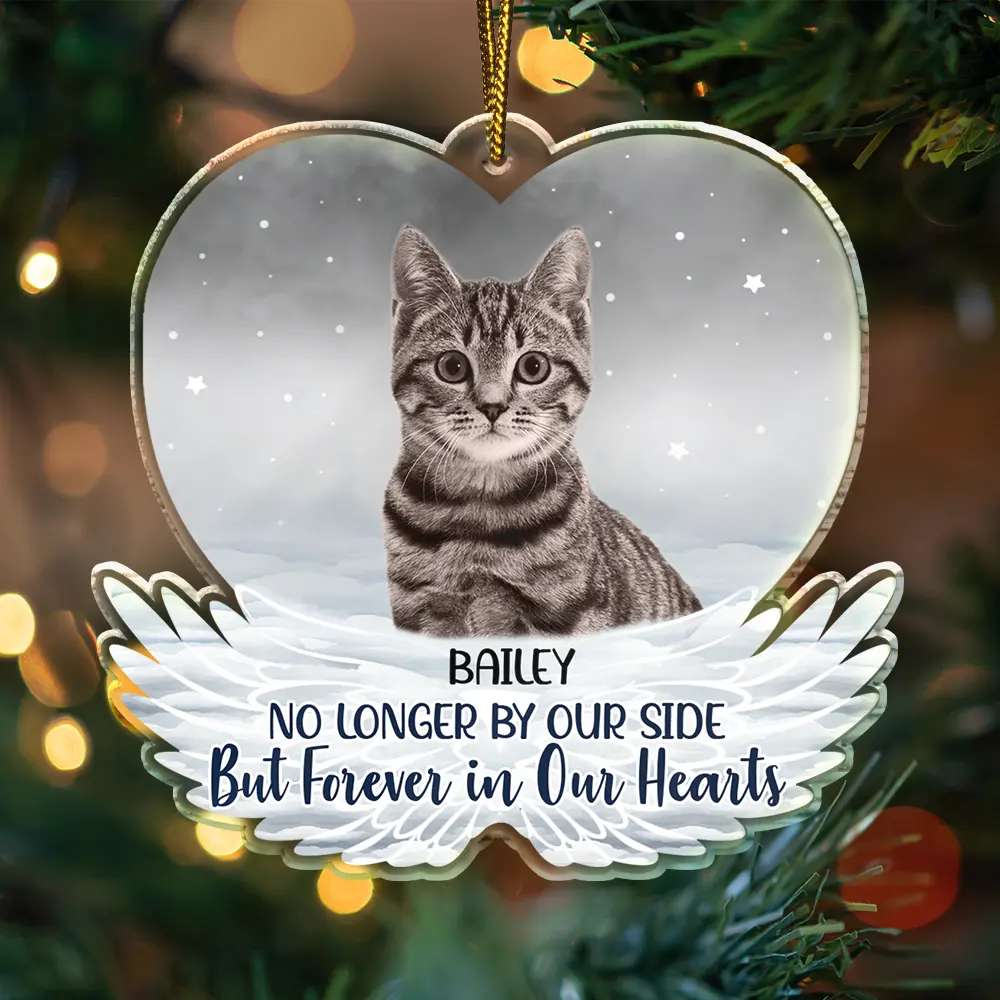 Custom Photo Pet Face Forever In Our Hearts Dog Cat Family - Personalized Custom Shaped Acrylic Ornament - Image 4