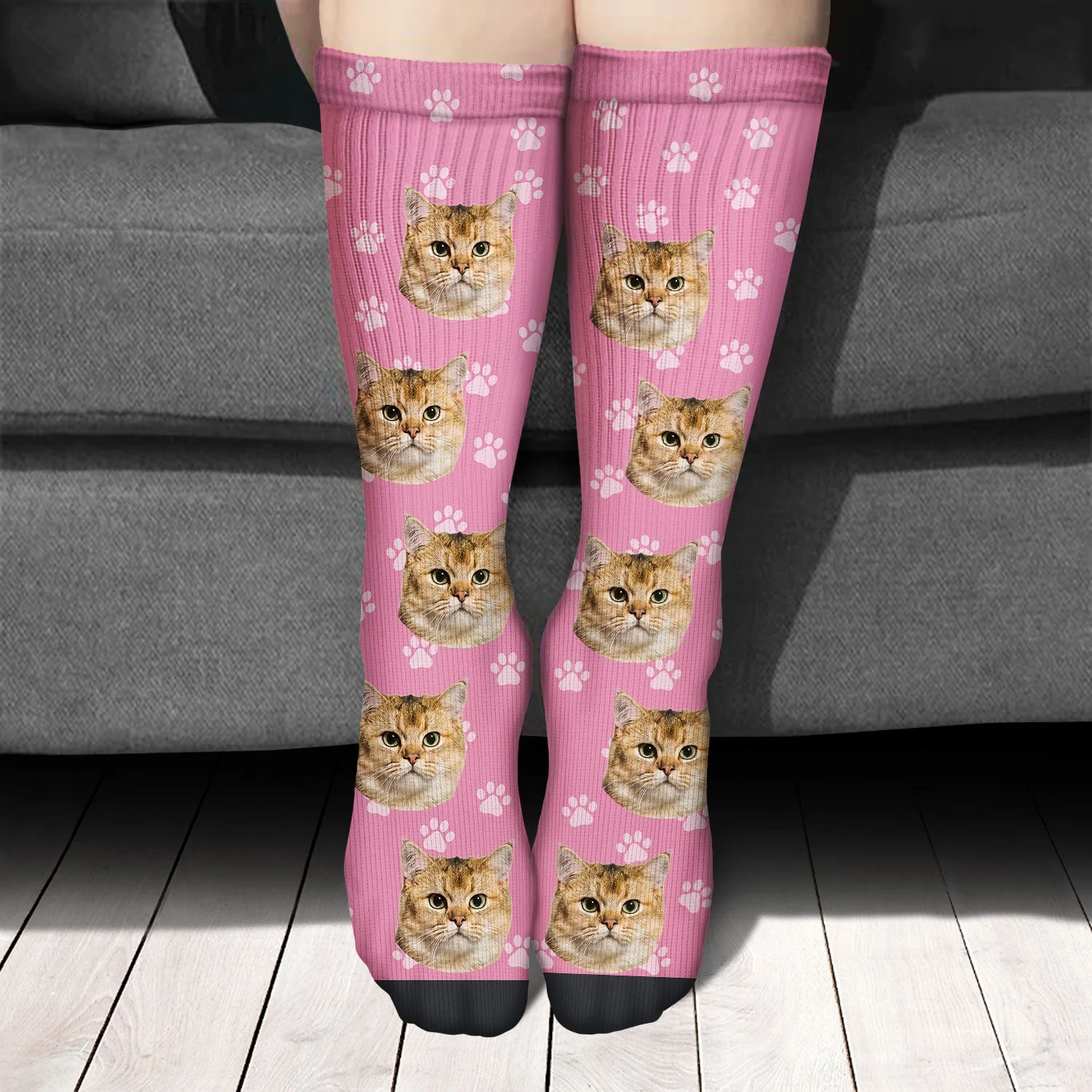 Custom Photo Pet Face Funny Pattern - Gift For Dog Lovers, Cat Lovers, Family - Personalized Socks - Image 4