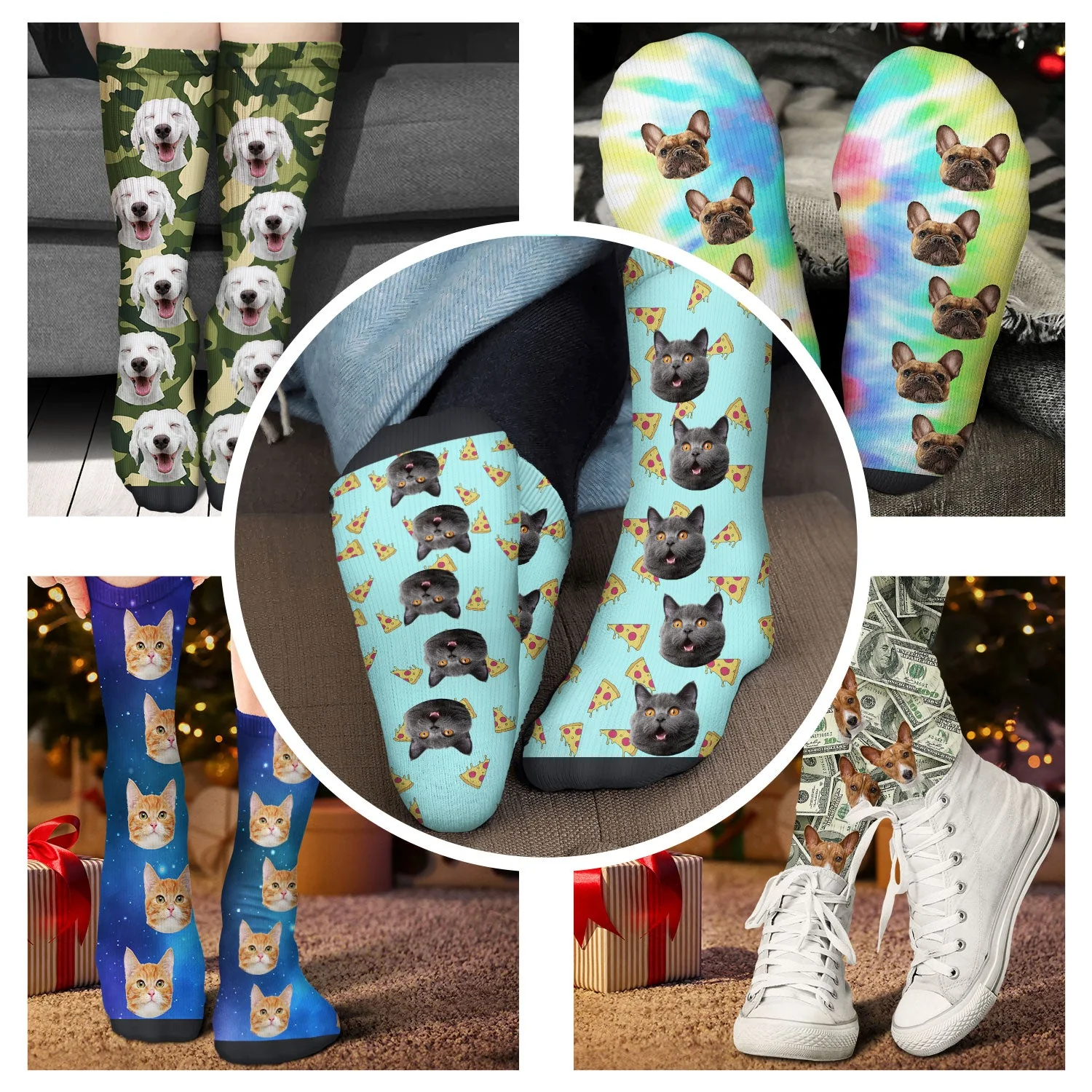 Custom Photo Pet Face Funny Pattern - Gift For Dog Lovers, Cat Lovers, Family - Personalized Socks - Image 5