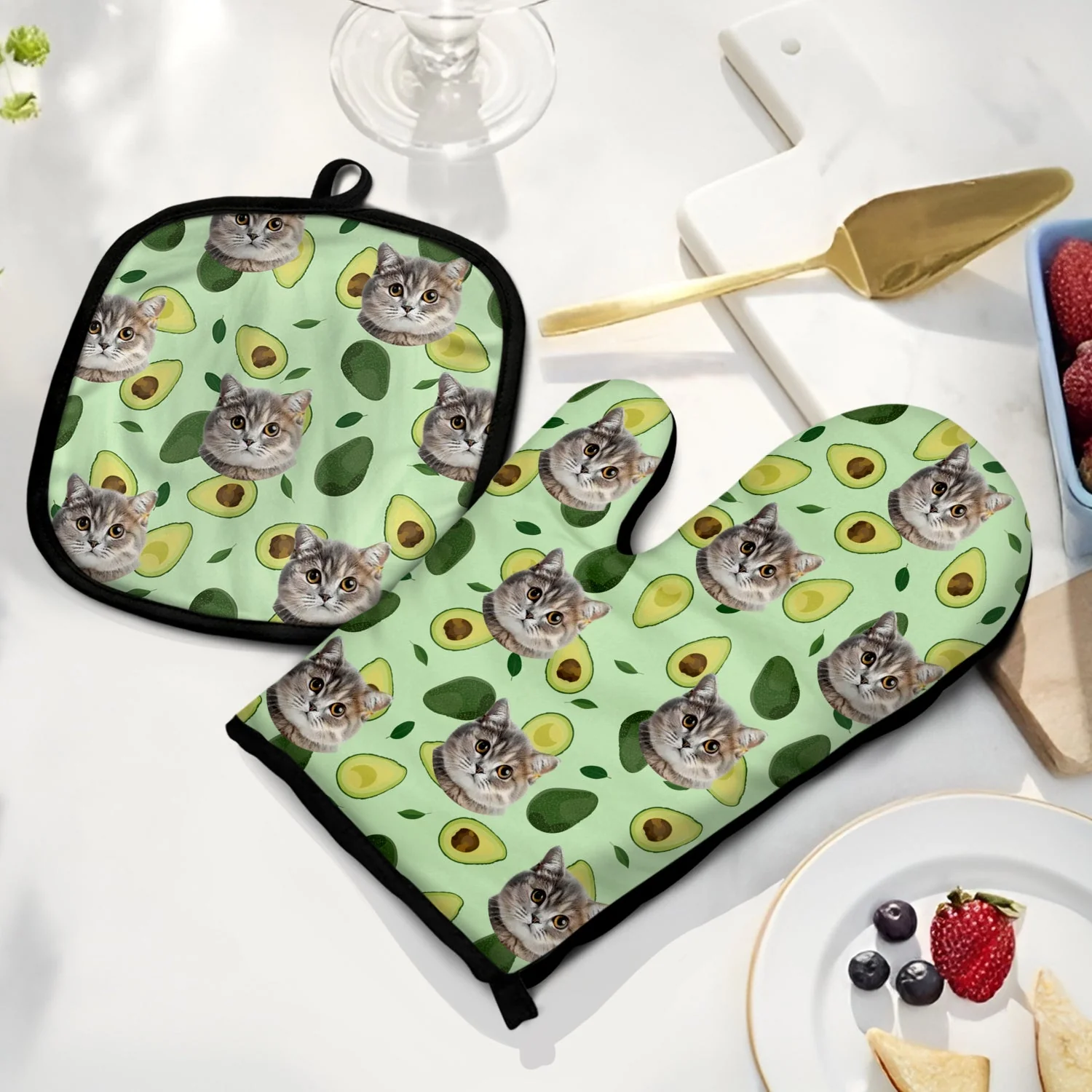 Custom Photo Pet Face - Gift For Pet Lovers - Personalized Oven Mitts, Pot Holders - Image 3
