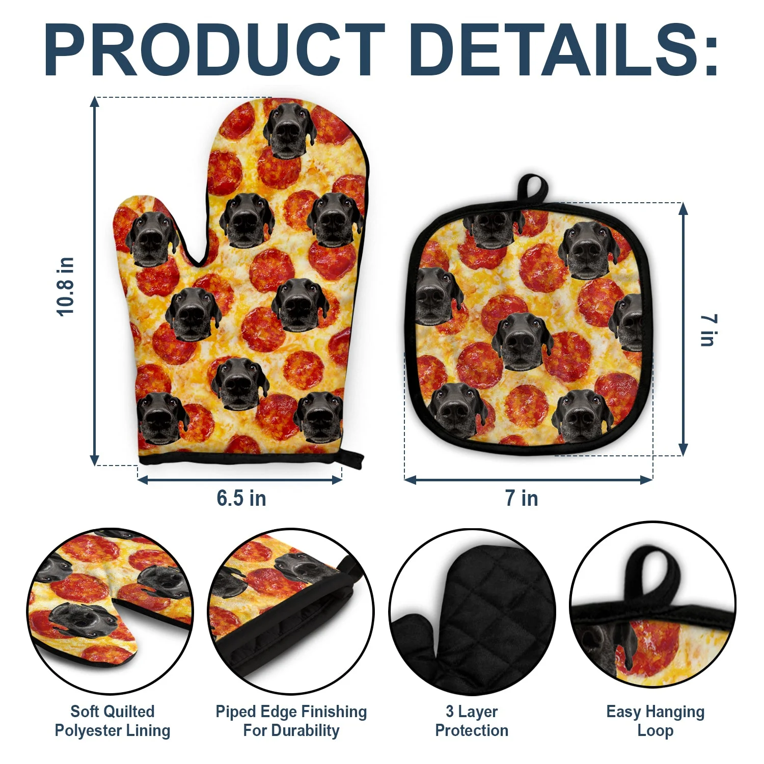 Custom Photo Pet Face - Gift For Pet Lovers - Personalized Oven Mitts, Pot Holders - Image 4