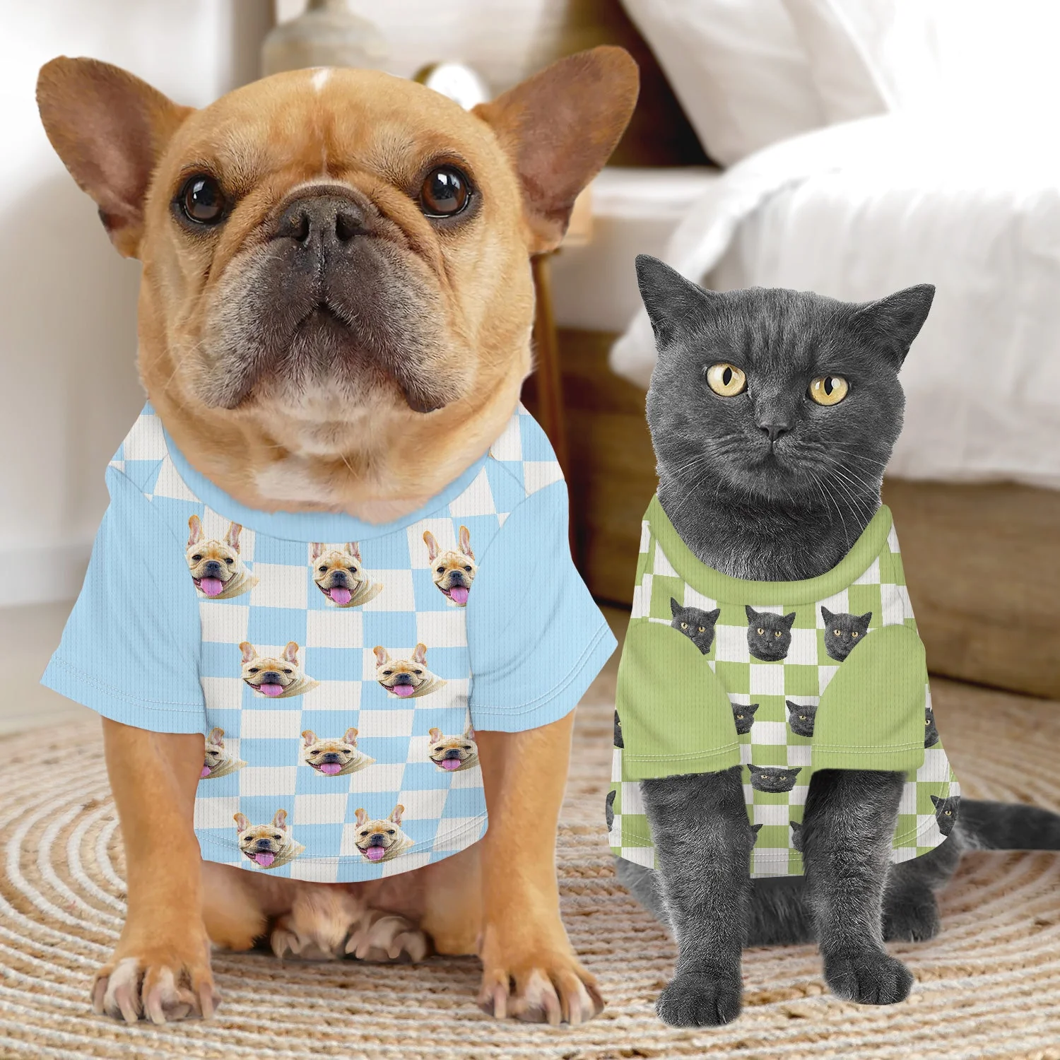Custom Photo Pet Face Groovy Checkered Pattern - Gift For Dog Lovers, Cat Lovers - Personalized Pet Shirt - Image 6