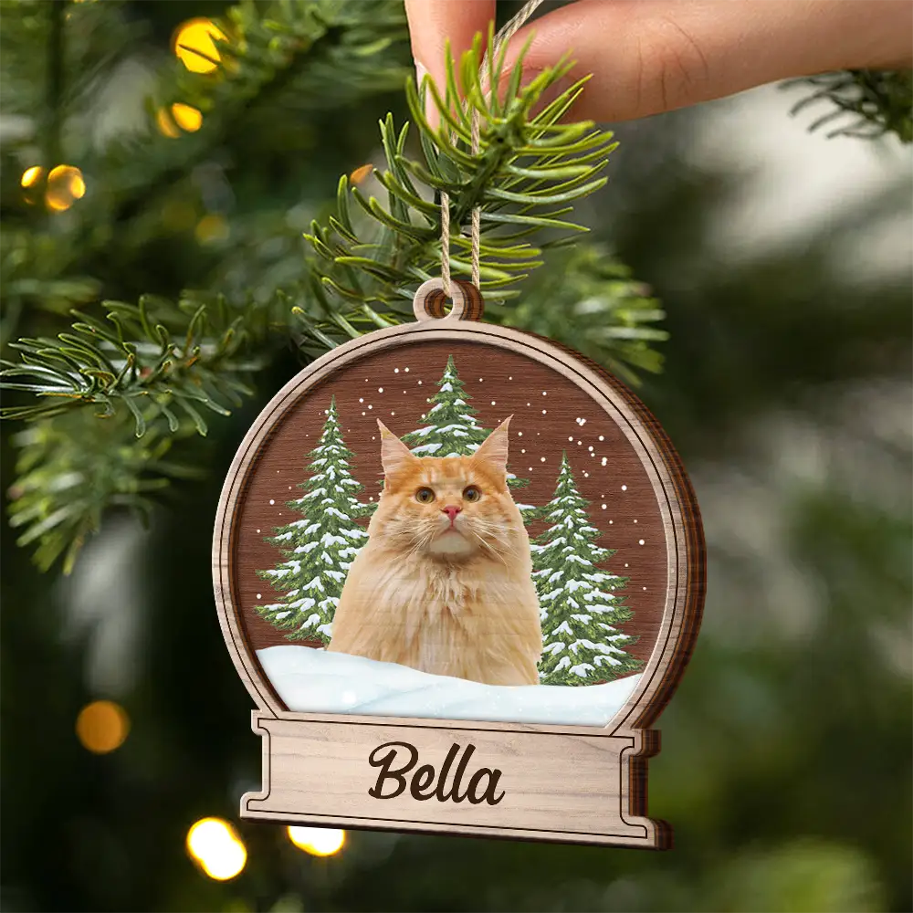 Custom Photo Pet Face Memorial Dog Cat - Personalized 2-Layered Wooden Ornament - Image 3